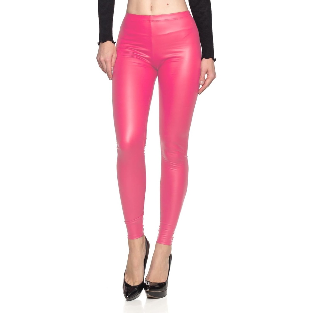 image:imageCemi Ceri Womens Basic Faux Leather LeggingsNeon Pink