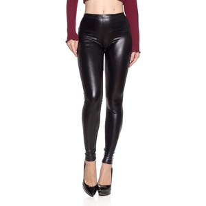 Cemi Ceri Womens Basic Faux Leather Leggings(Metallic Black)