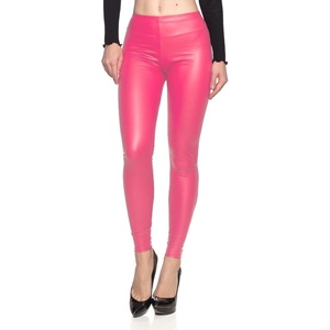 Cemi Ceri Womens Basic Faux Leather Leggings(Neon Pink)