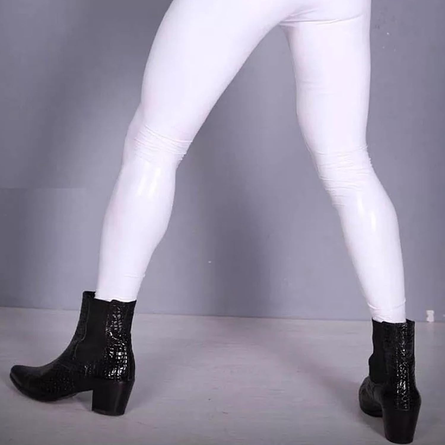 image:imageMens Wet Look PVC Leather Pants Tight Motorcycle Leggings Skinny Long Pants TrousersWhite