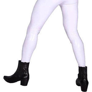 Men’s Wet Look PVC Leather Pants Tight Motorcycle Leggings Skinny Long Pants Trousers(White)