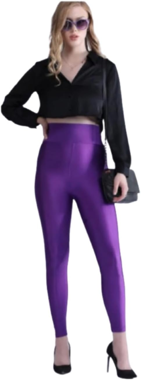 image:imageAIDAYOU Super Stretchy Shiny High Waistband Leggings GlossyPurple