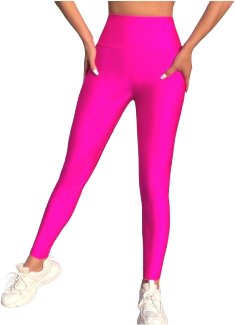 image:imageAIDAYOU Super Stretchy Shiny High Waistband Leggings GlossyRose Red