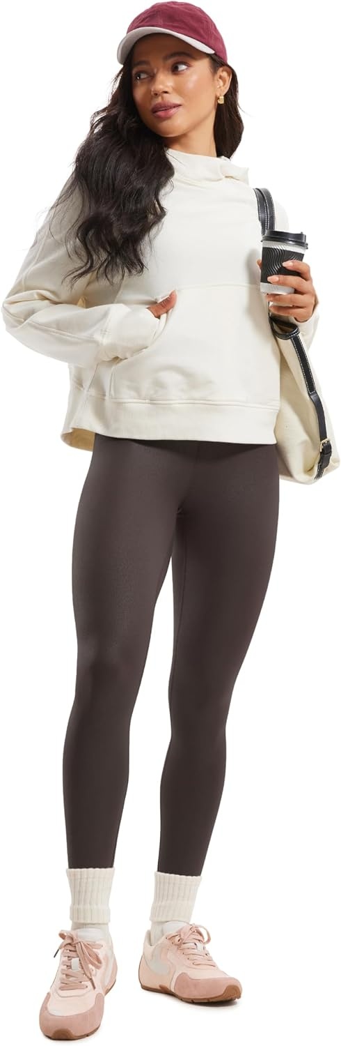 image:imageCRZ YOGA Matte Faux Leather Leggings 28Hot Fudge Brown Foil