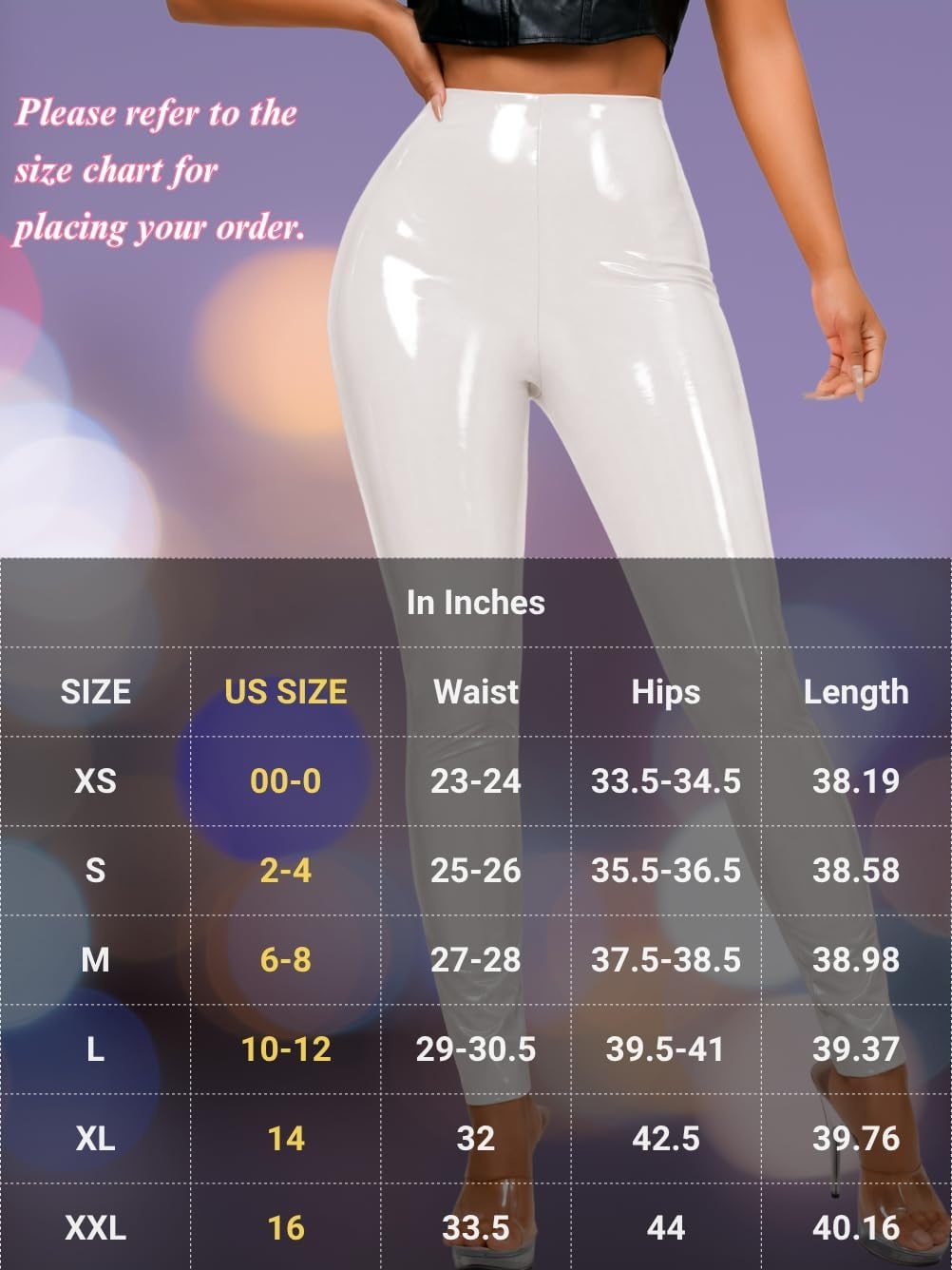 image:imageChiaoLezhee Faux Leather Leggings for Women High Waisted Pleather PantsWhite