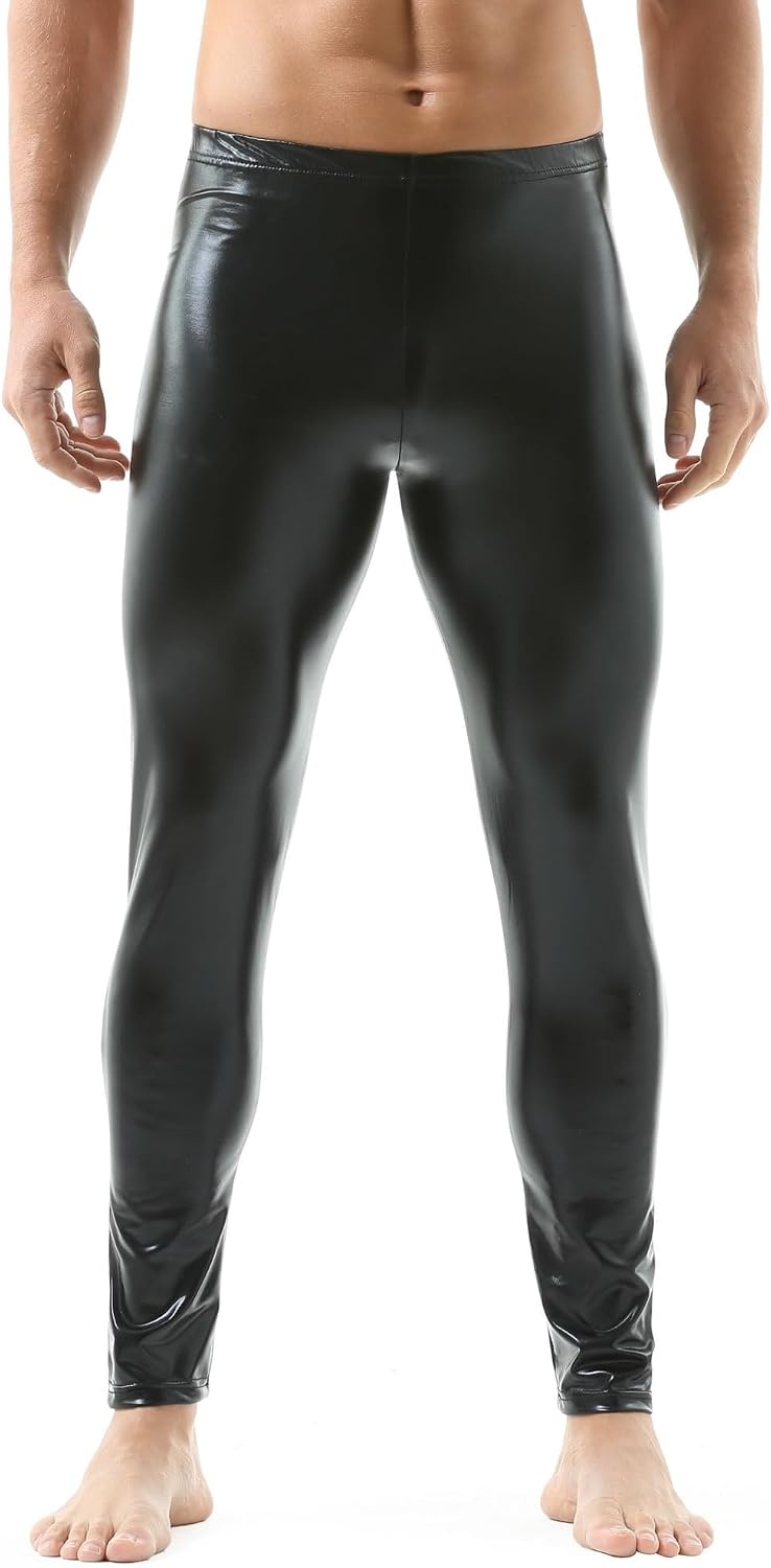 image:imageQiaTi Mens Faux Leather Tight Pants Long Trousers Leggings Stretchy Casual Skinny Pants Rock Punk Motorcycle for Men1black
