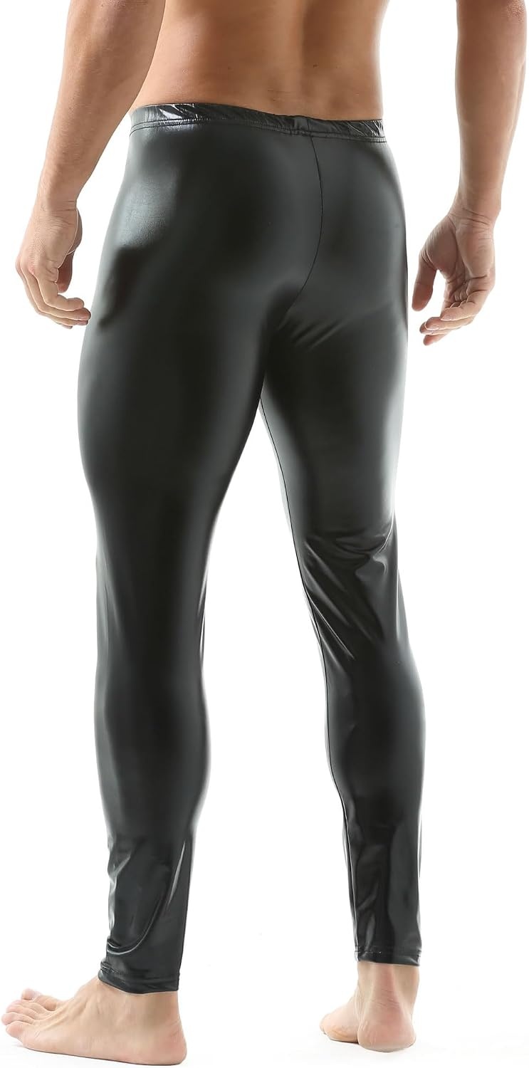 image:imageQiaTi Mens Faux Leather Tight Pants Long Trousers Leggings Stretchy Casual Skinny Pants Rock Punk Motorcycle for Men1black