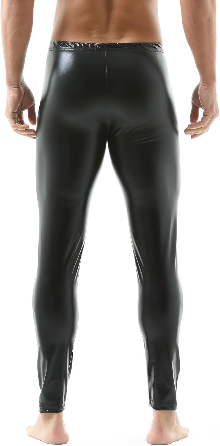 image:imageQiaTi Mens Faux Leather Tight Pants Long Trousers Leggings Stretchy Casual Skinny Pants Rock Punk Motorcycle for Men1black