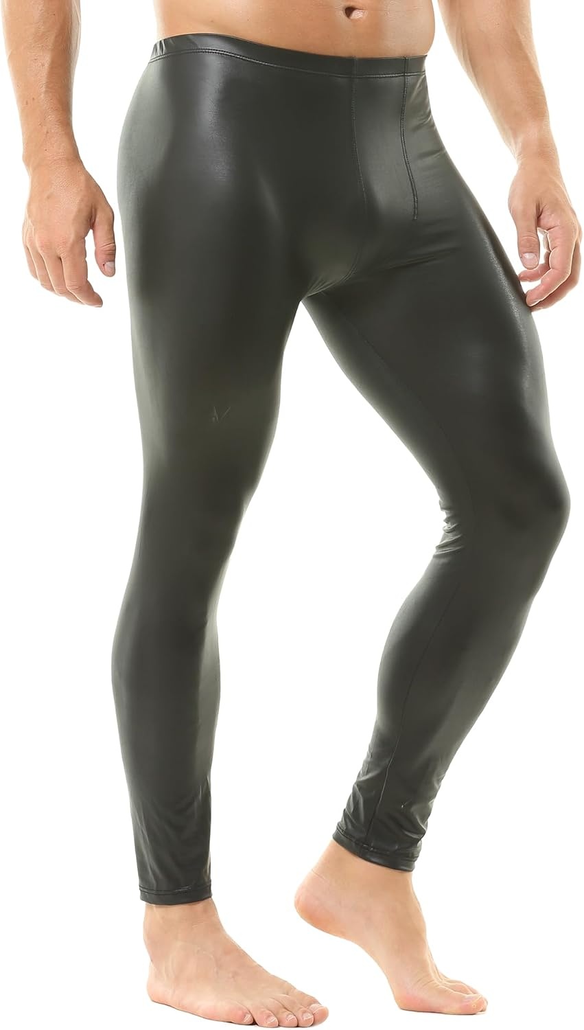 image:imageQiaTi Mens Faux Leather Tight Pants Long Trousers Leggings Stretchy Casual Skinny Pants Rock Punk Motorcycle for Men2black