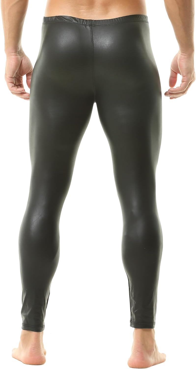 image:imageQiaTi Mens Faux Leather Tight Pants Long Trousers Leggings Stretchy Casual Skinny Pants Rock Punk Motorcycle for Men2black