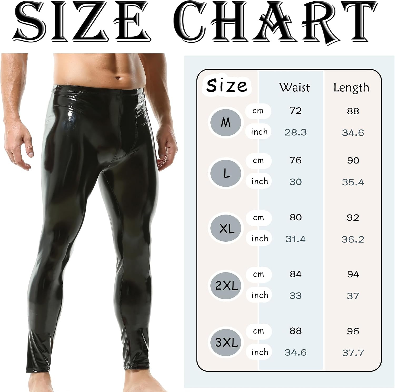 image:imageQiaTi Mens Faux Leather Tight Pants Long Trousers Leggings Stretchy Casual Skinny Pants Rock Punk Motorcycle for Men2brightblack