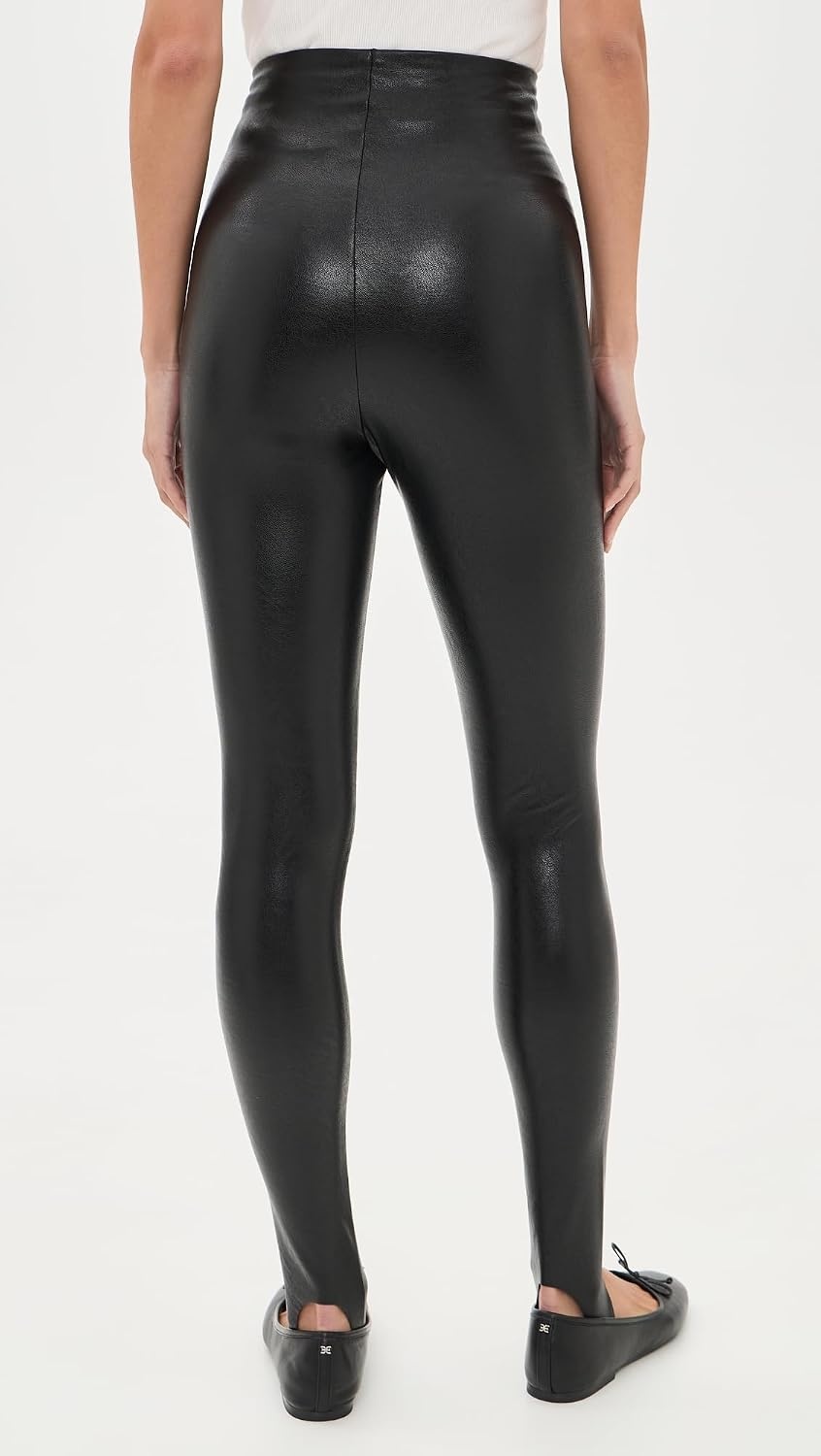 image:imagecommando Womens Faux Leather Stirrup LeggingsBlack