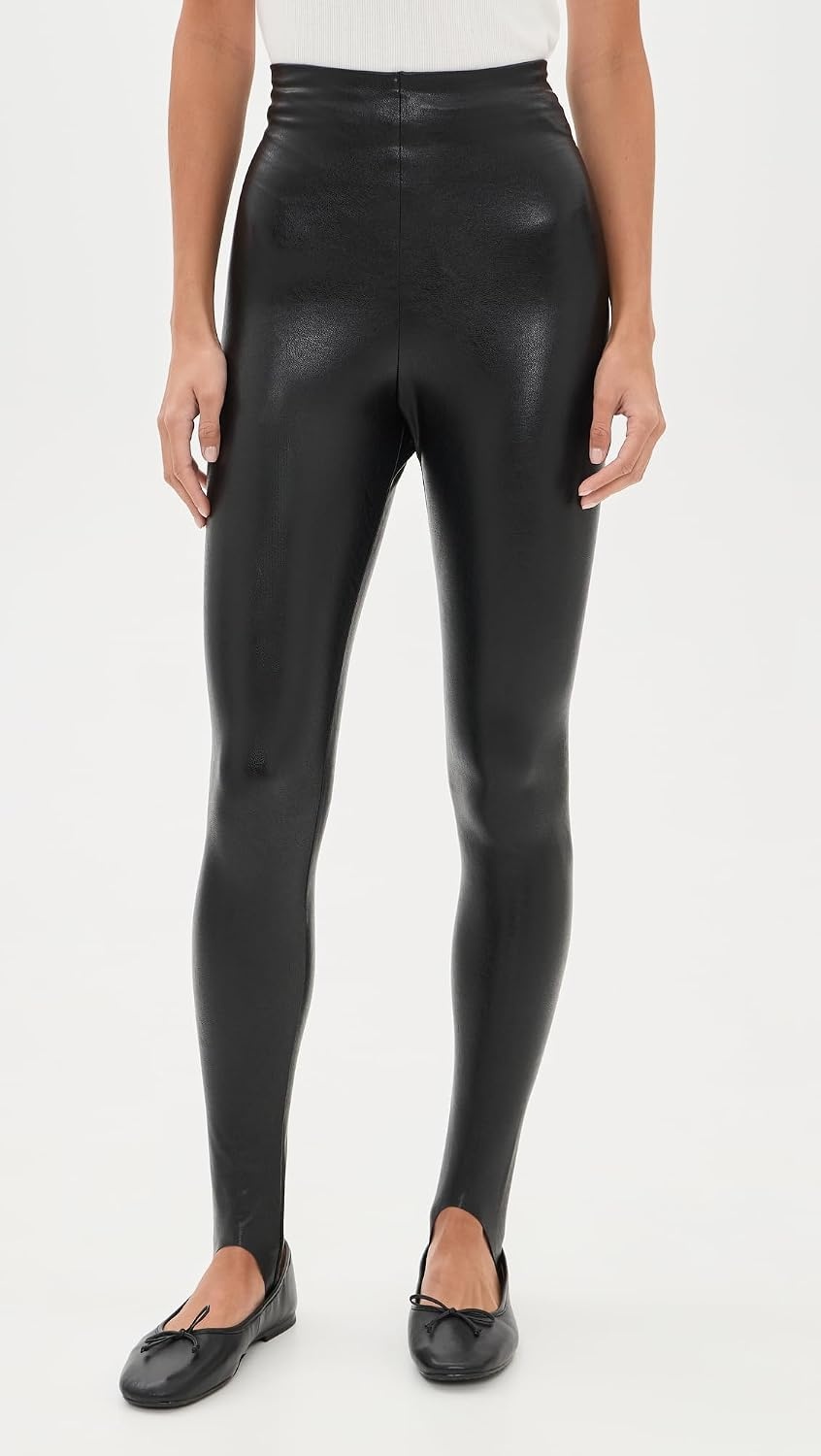 image:imagecommando Womens Faux Leather Stirrup LeggingsBlack
