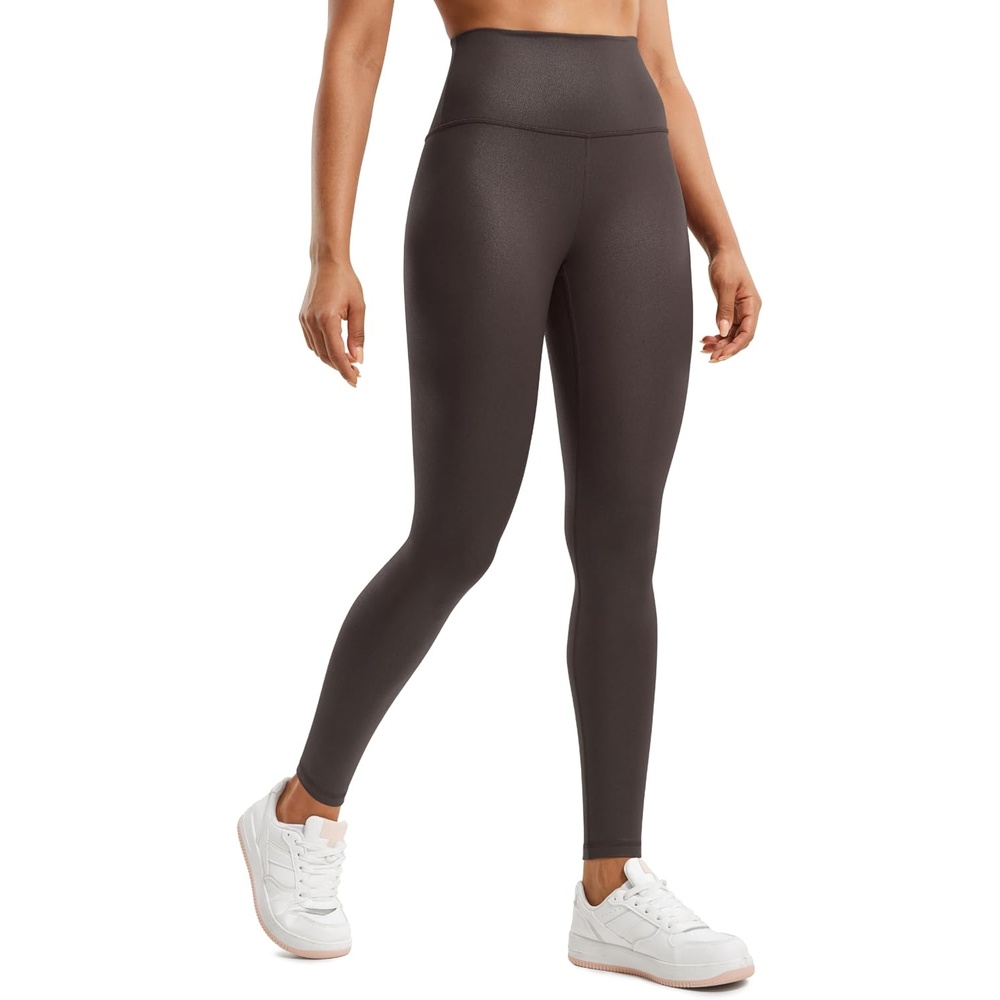 image:imageCRZ YOGA Matte Faux Leather Leggings 28Hot Fudge Brown Foil