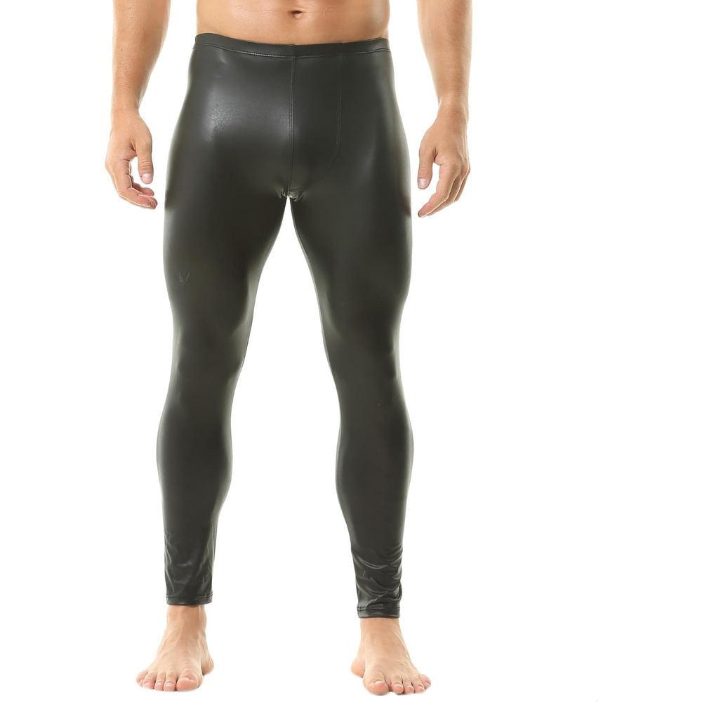 image:imageQiaTi Mens Faux Leather Tight Pants Long Trousers Leggings Stretchy Casual Skinny Pants Rock Punk Motorcycle for Men2black