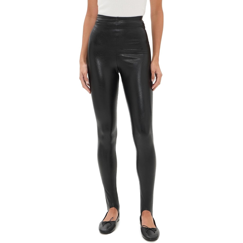 image:imagecommando Womens Faux Leather Stirrup LeggingsBlack