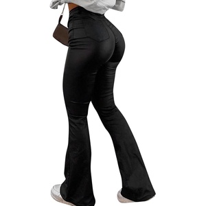 Avanova Women Faux Leather Flare Pants High Waist Butt Lifting(Black)