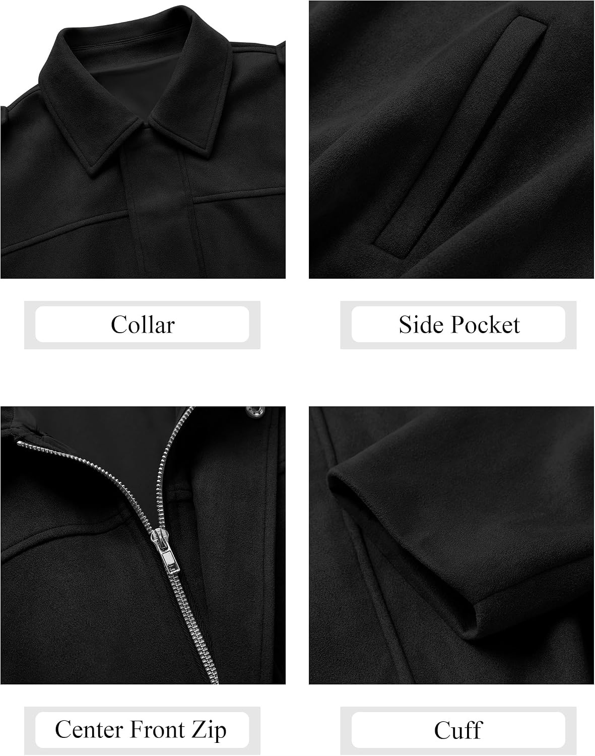 image:imageANRABESS Womens Oversized Faux Suede Cropped Bomber JacketBlack