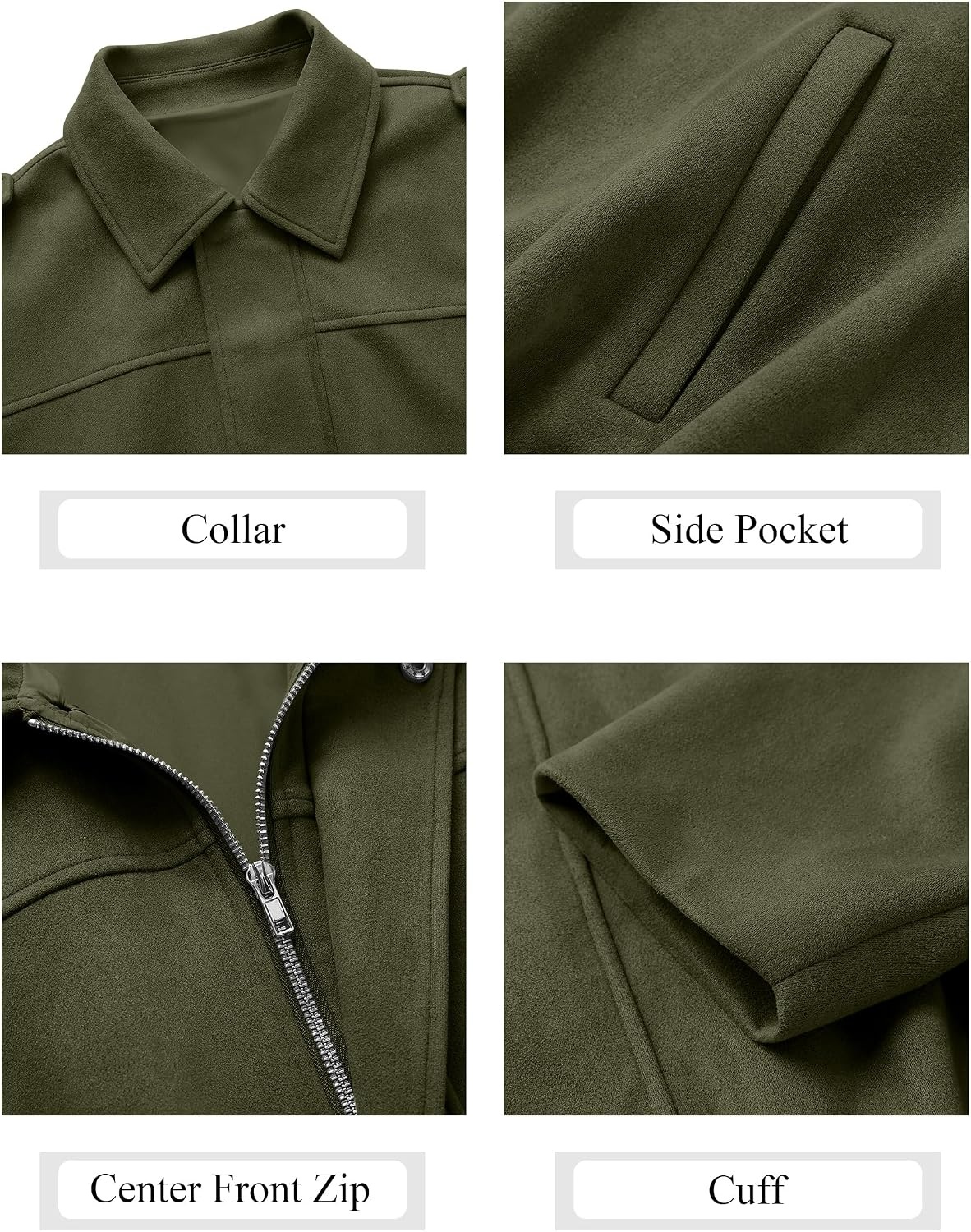 image:imageANRABESS Womens Oversized Faux Suede Cropped Bomber JacketGreen