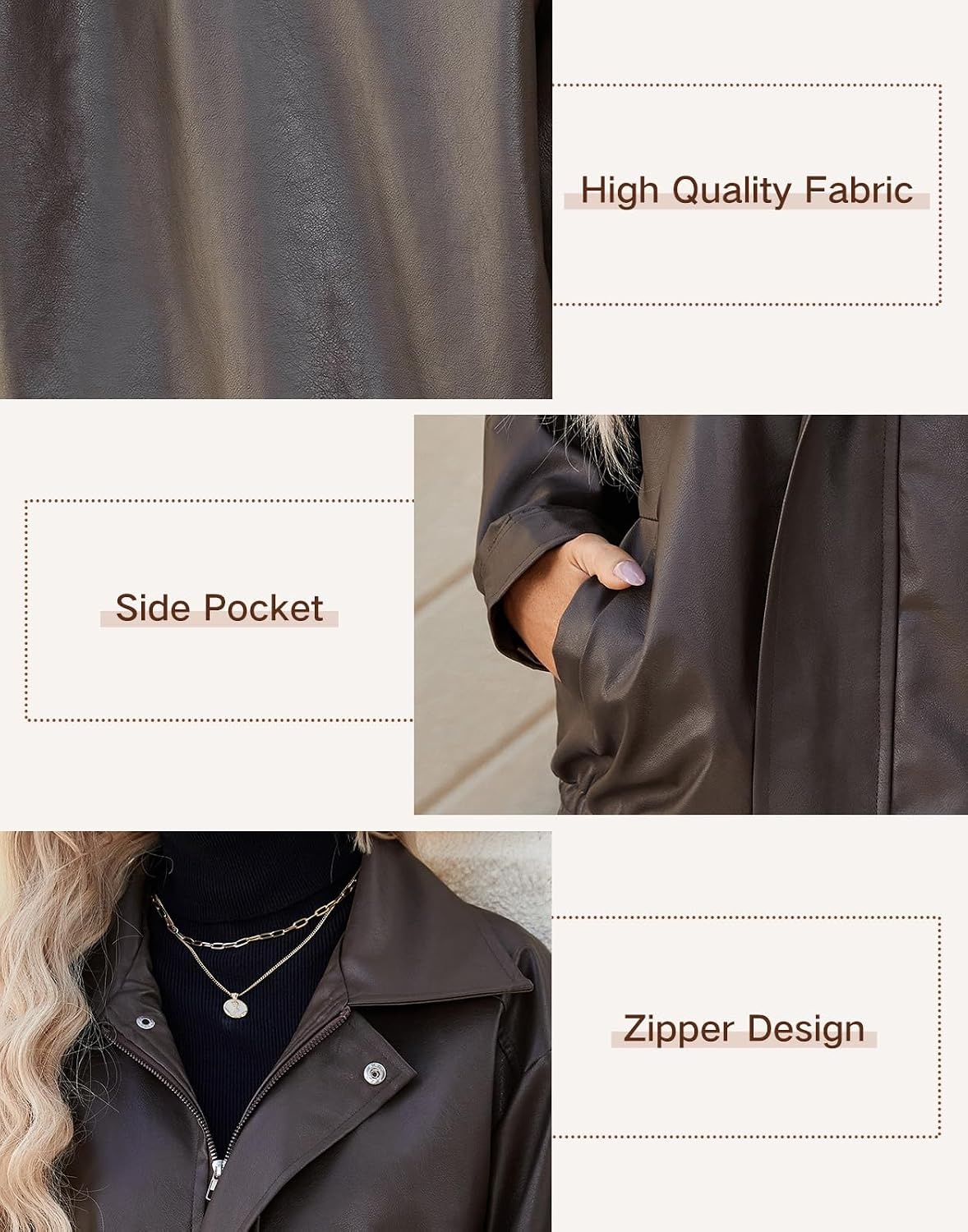 image:imageAmerican Trends Womens Faux Leather Jackets Oversized Motorcycle Bomber Coats Fall Spring Fashion Clothes Winter OutfitsBlack