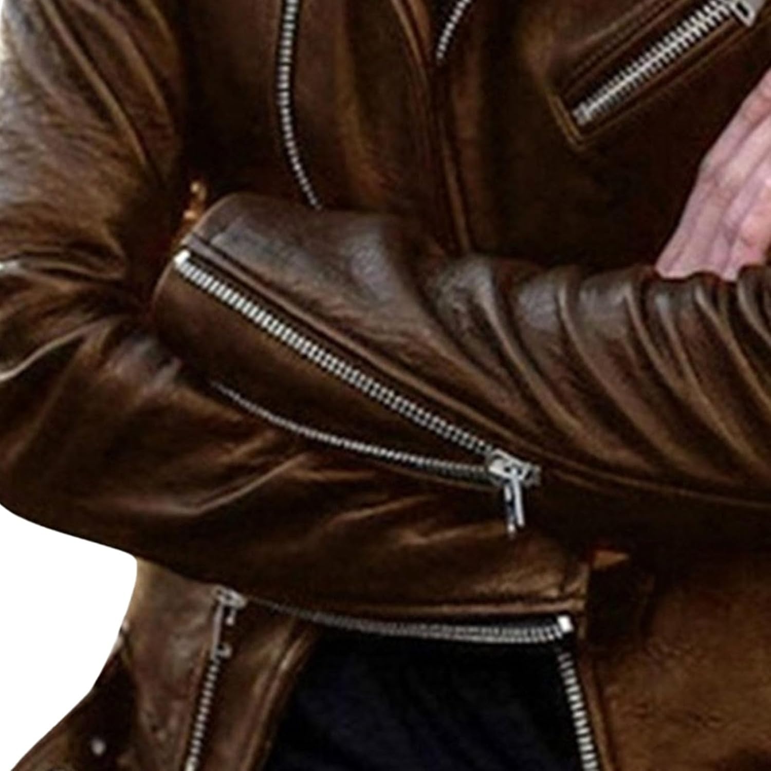 image:imageBiker Faux Leather Jacket for Women Faux Leather Motocycle Coat Fall Fashion Bomber JacketBrown