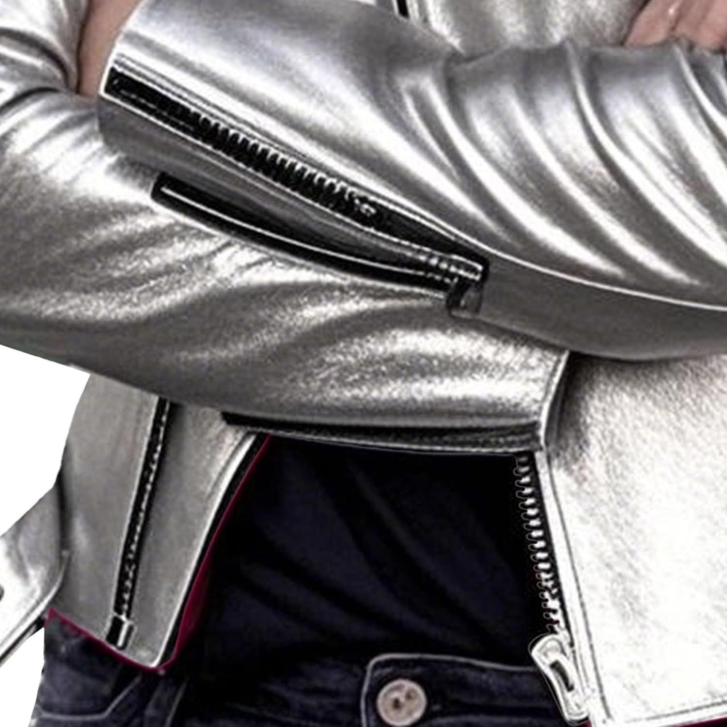 image:imageBiker Faux Leather Jacket for Women Faux Leather Motocycle Coat Fall Fashion Bomber JacketSilver Gray