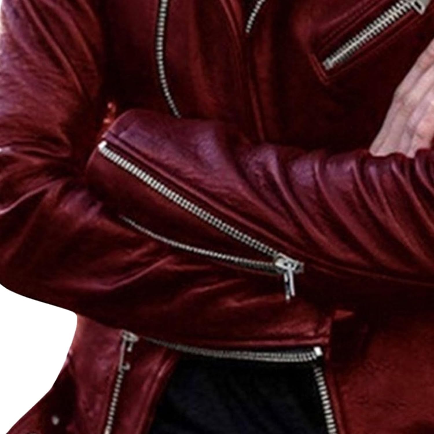 image:imageBiker Faux Leather Jacket for Women Faux Leather Motocycle Coat Fall Fashion Bomber JacketWine Red