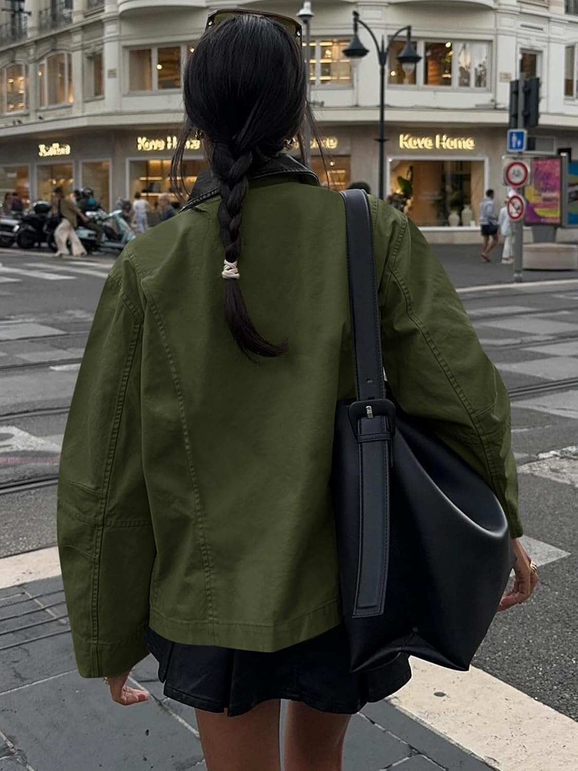 image:imageCicy Bell Women Barn Jacket Zip Up Cotton Canvas Oversized Lightweight CoatArmy Green