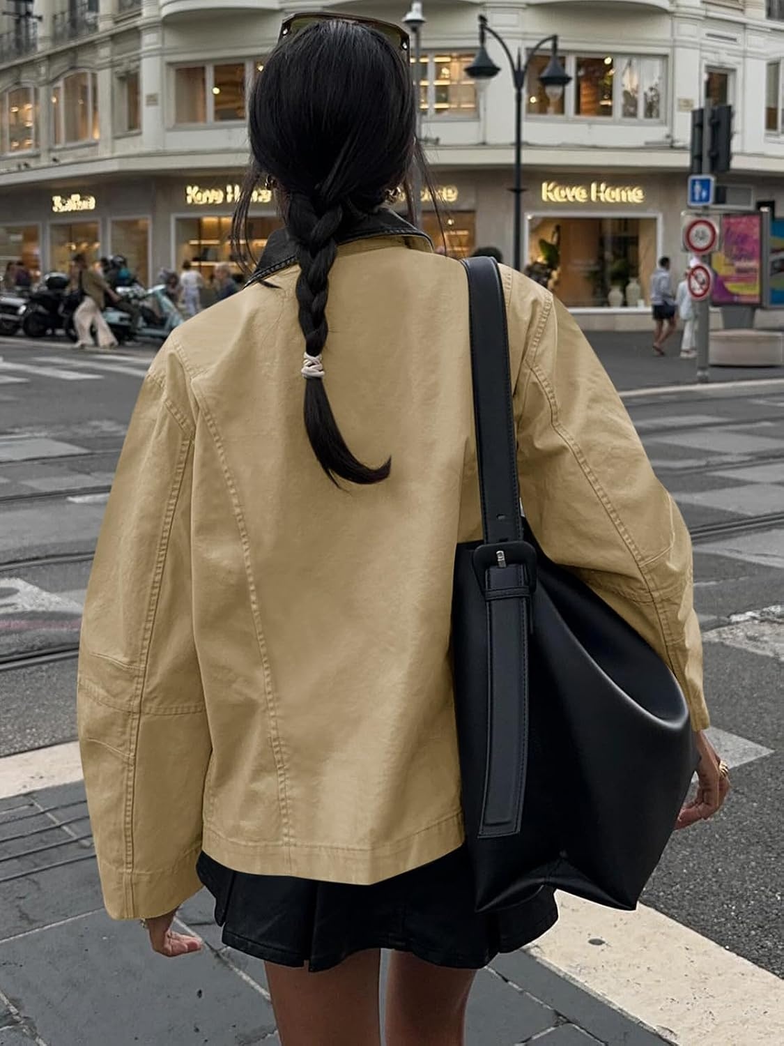 image:imageCicy Bell Women Barn Jacket Zip Up Cotton Canvas Oversized Lightweight CoatKhaki