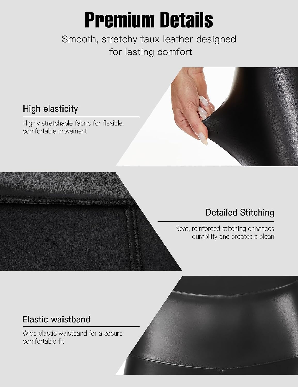 image:imageFaux Leather Leggings for Women Black Shiny FleeceLined PantsBlack