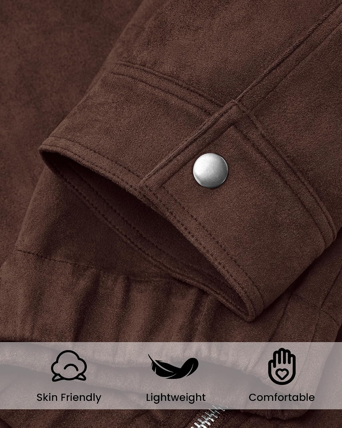 image:imageKIRUNDO Womens Faux Suede Bomber Jacket Zip Up Cropped Fall CoatsCoffee