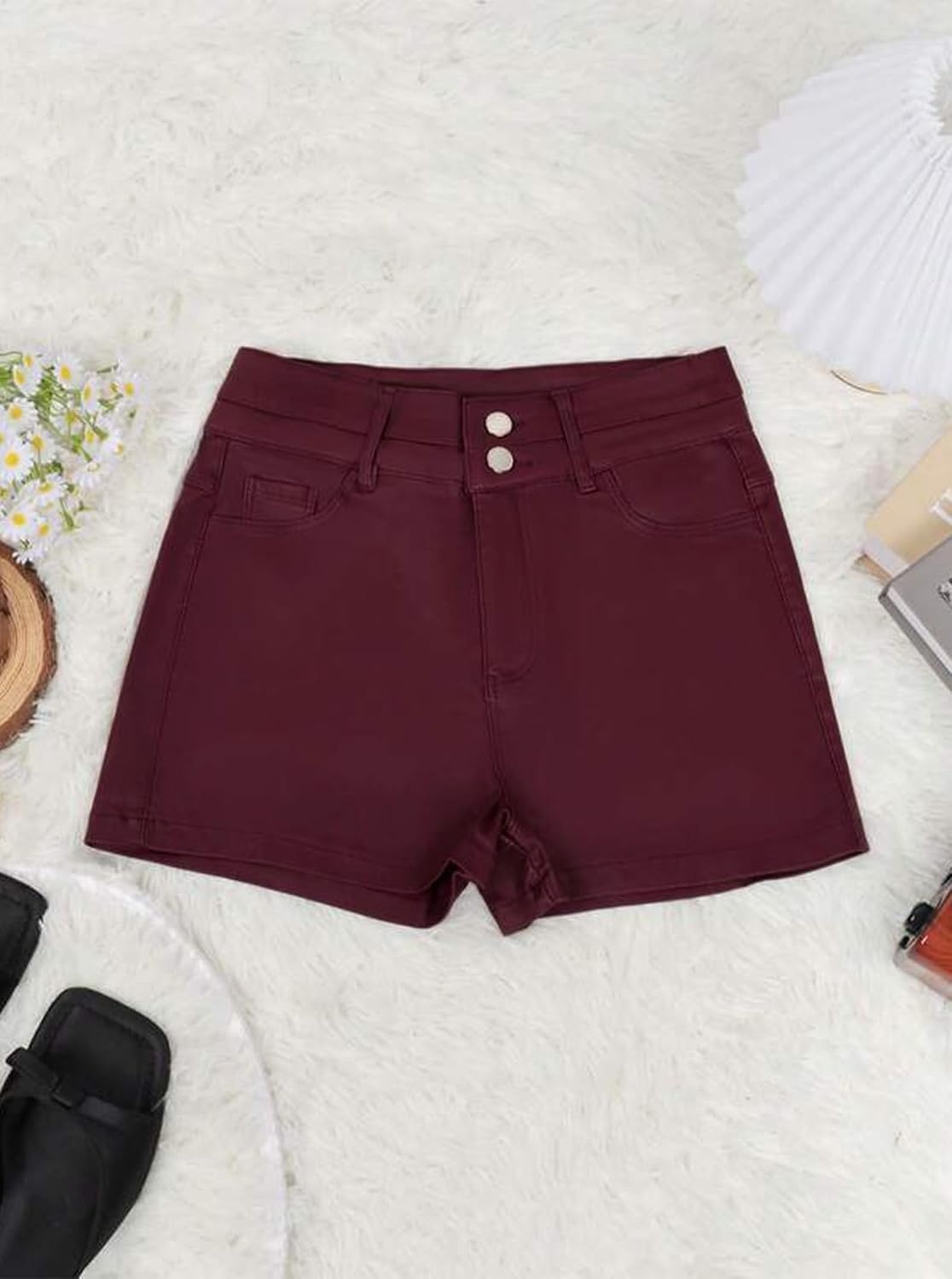 image:imageLeather Shorts for Women Low Rise Hot Micro Shorts Y2K Club OutfitsBurgundy1