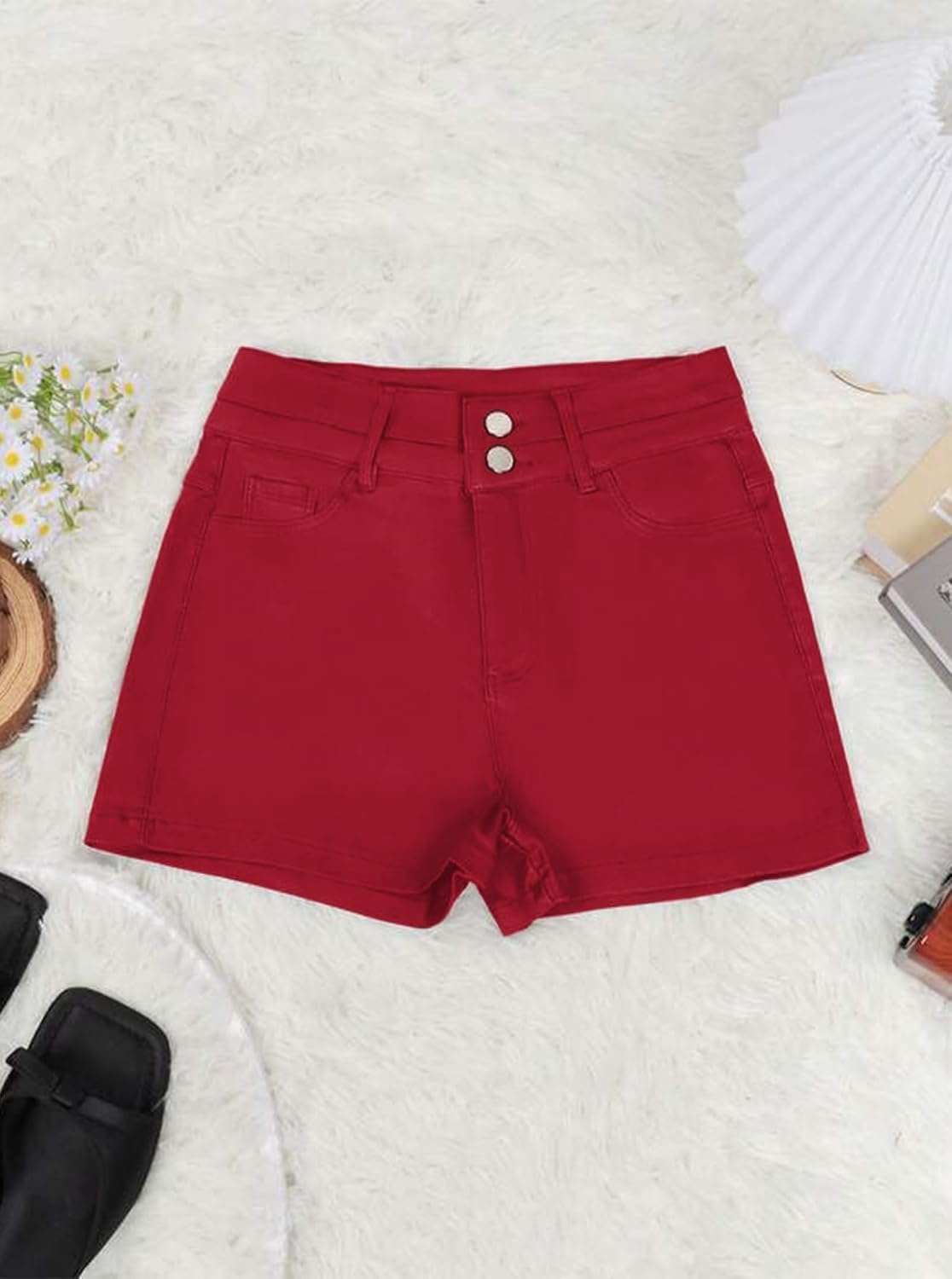 image:imageLeather Shorts for Women Low Rise Hot Micro Shorts Y2K Club OutfitsRed1
