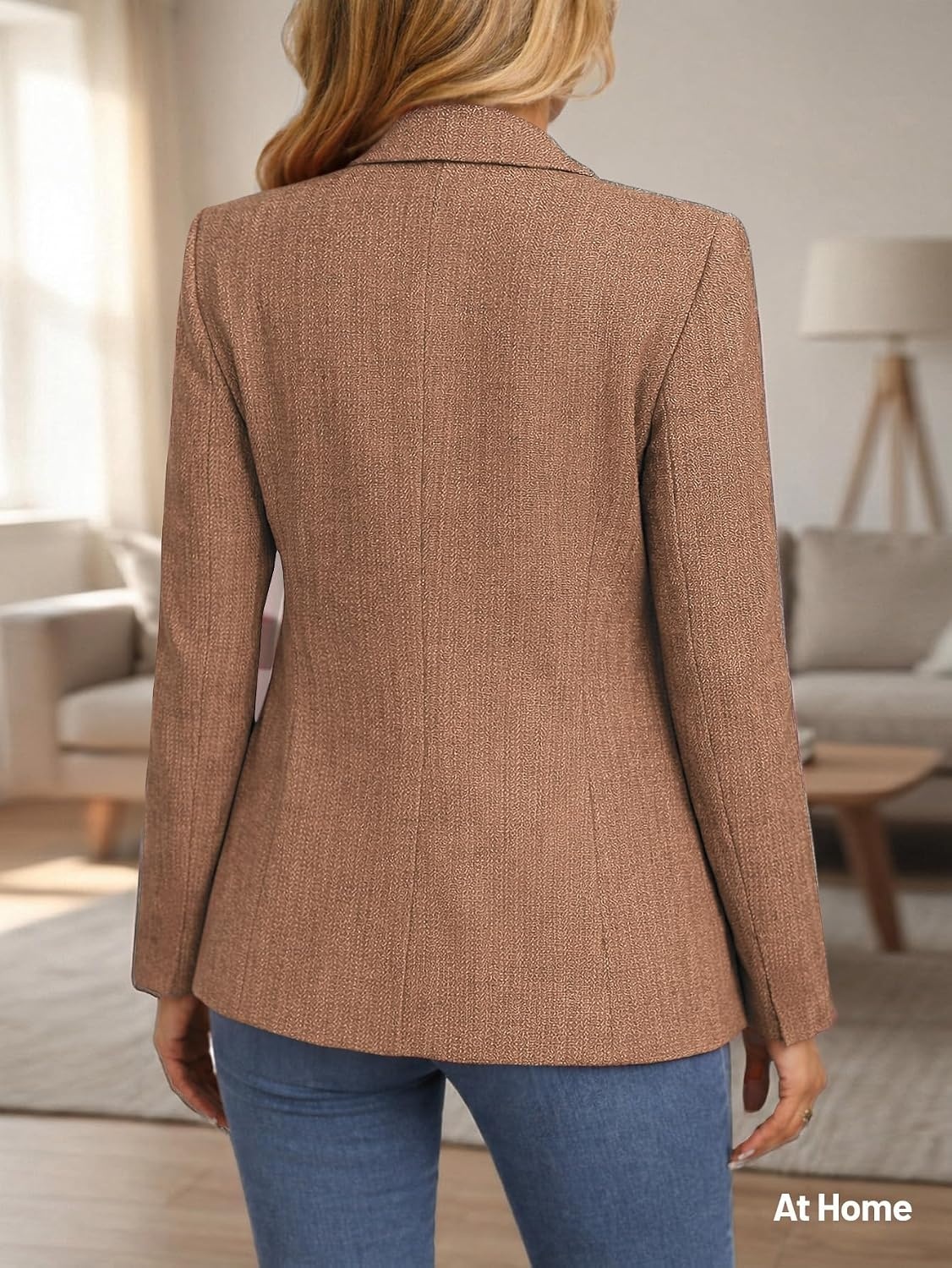 image:imageMina Self 2026 Womens Fall Tweed Blazer Plaid Jacket Business Casual Coat3tweedChocolate