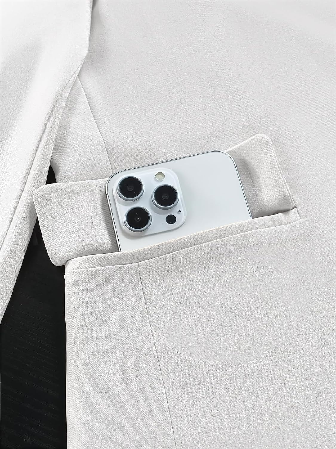 image:imageMina Self 2026 Womens Fall Tweed Blazer Plaid Jacket Business Casual CoatLightWhite