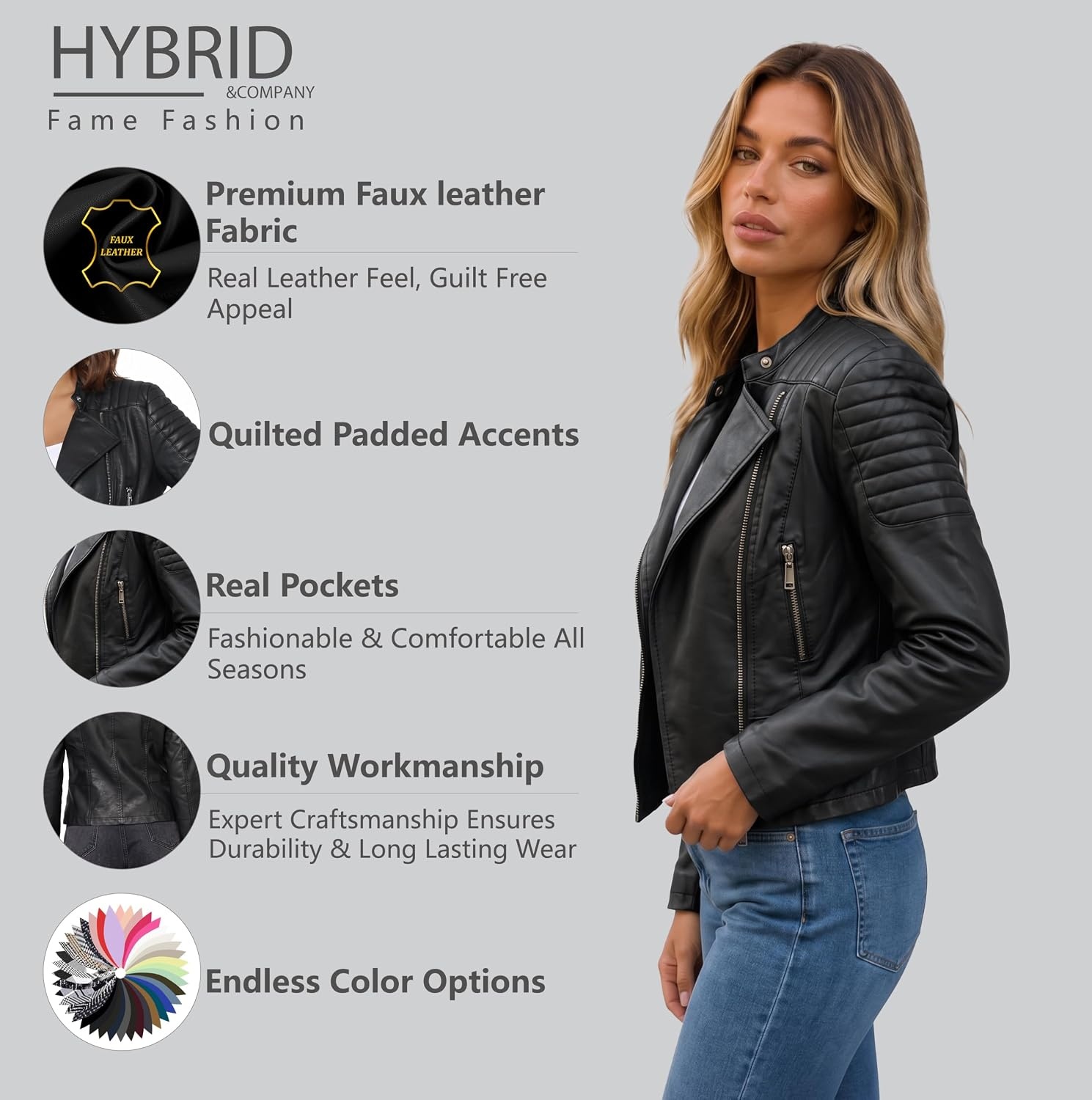 image:imageOlivia Miller Womens Faux Leather Moto JacketBlack