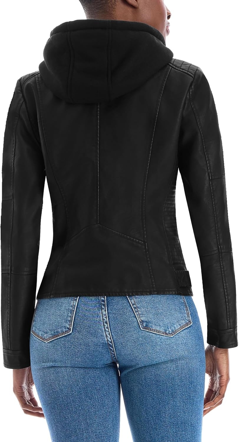 image:imageOlivia Miller Womens Faux Leather Moto JacketJk5210black