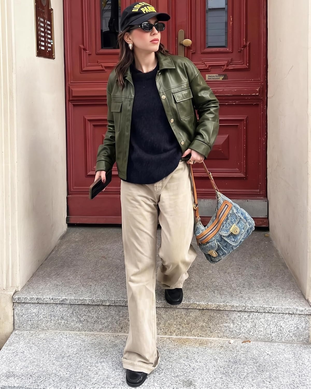 image:imagePRETTYGADEN Womens Button Down Faux Leather JacketArmy Green