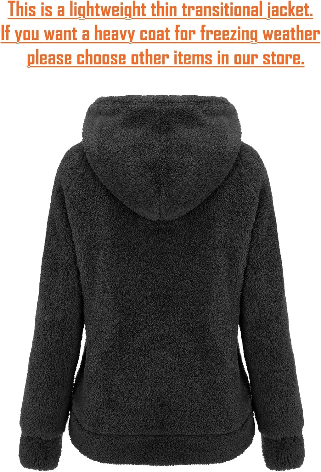 image:imageRISISSIDA Women Sherpa Faux Fur Jacket HoodedFleece Soft HoodieBlack