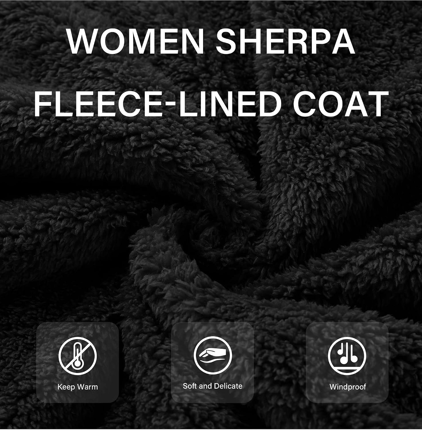 image:imageRISISSIDA Women Sherpa Faux Fur Jacket HoodedFleece Soft HoodieBlack