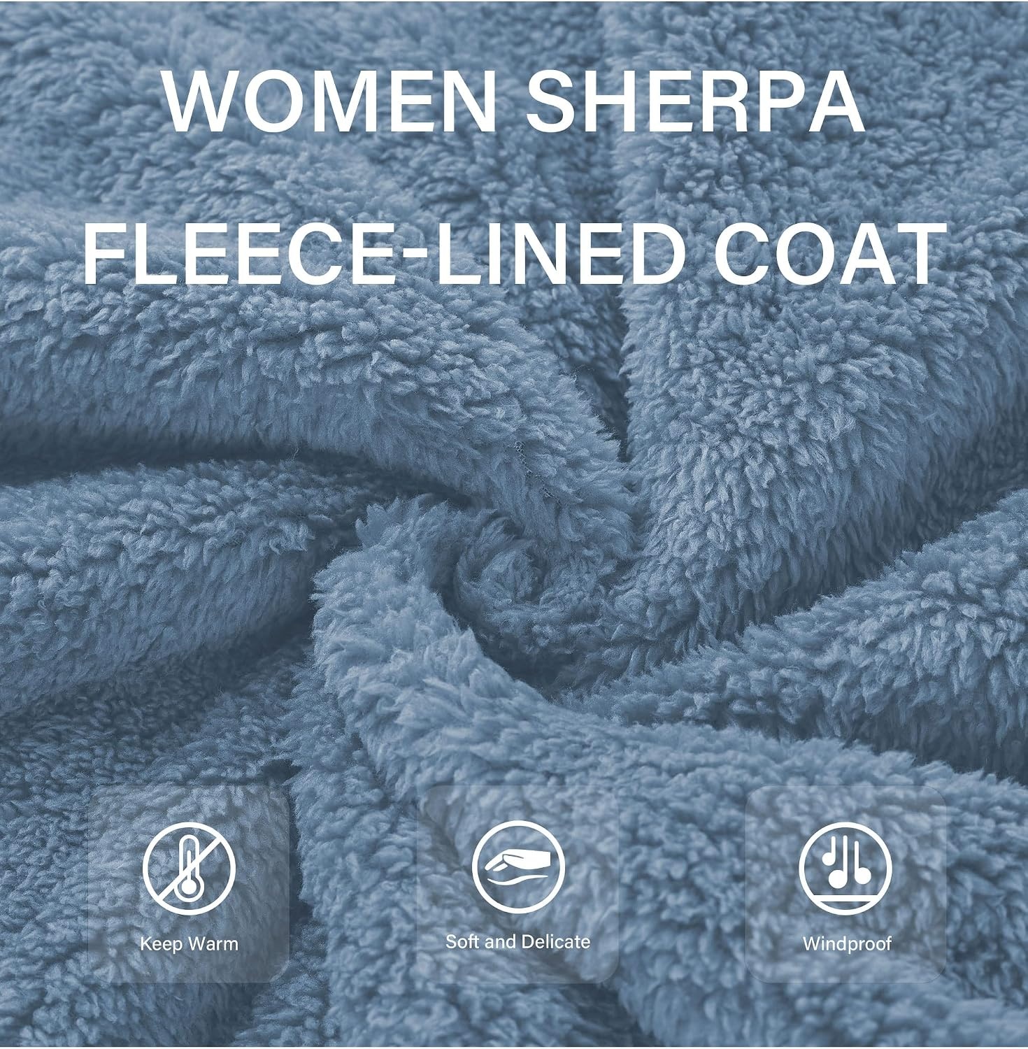 image:imageRISISSIDA Women Sherpa Faux Fur Jacket HoodedFleece Soft HoodieBlue