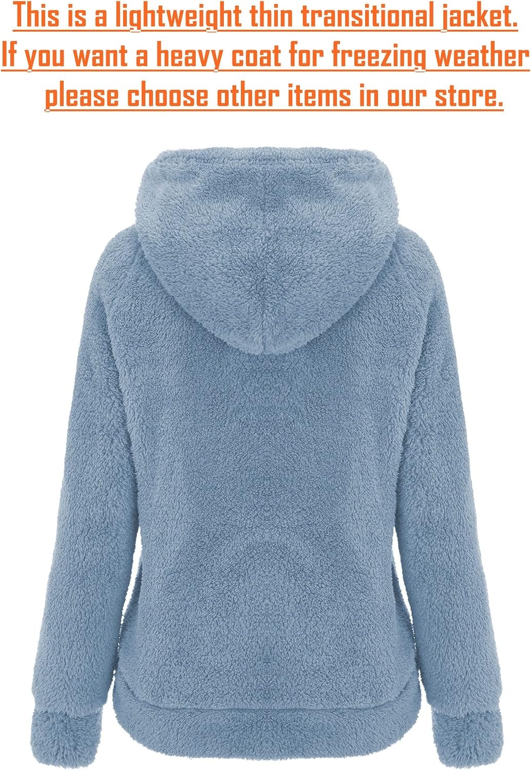 image:imageRISISSIDA Women Sherpa Faux Fur Jacket HoodedFleece Soft HoodieBlue