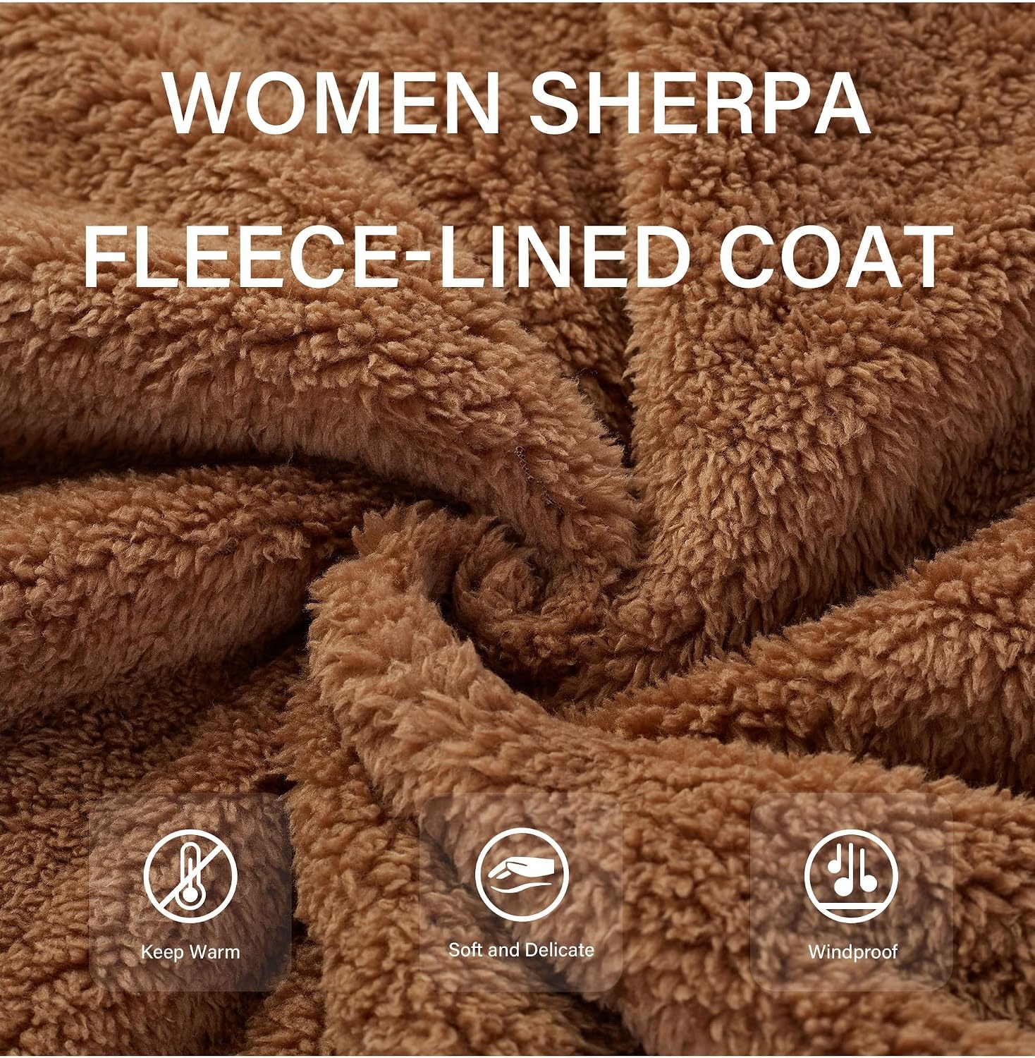 image:imageRISISSIDA Women Sherpa Faux Fur Jacket HoodedFleece Soft HoodieCamel Brown