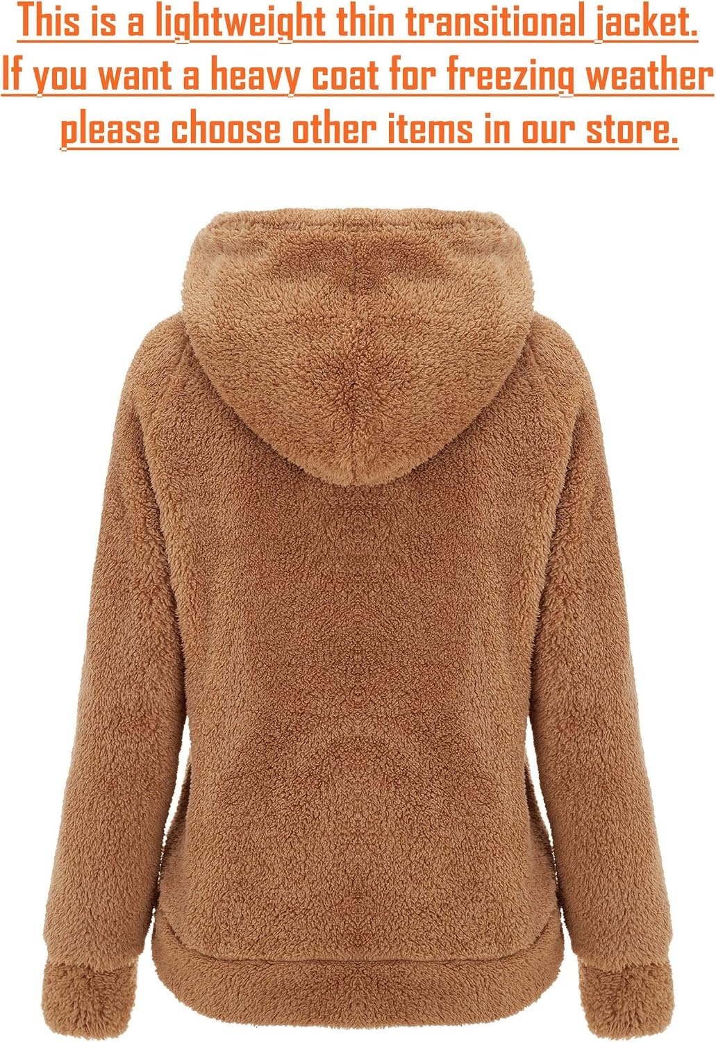 image:imageRISISSIDA Women Sherpa Faux Fur Jacket HoodedFleece Soft HoodieCamel Brown