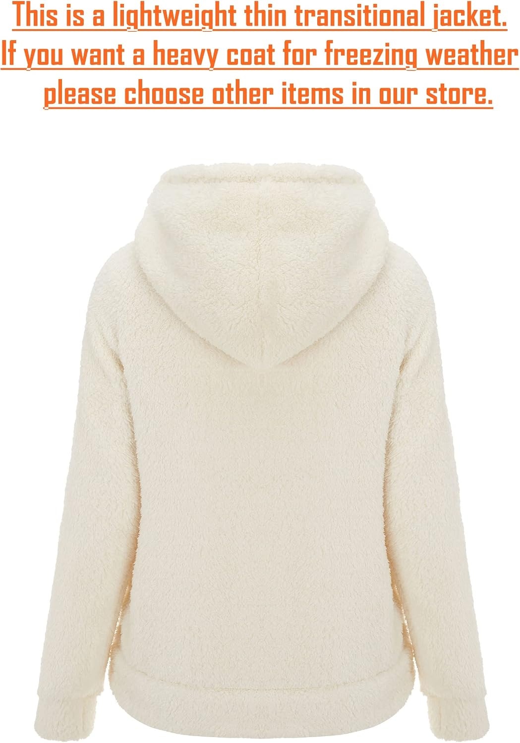 image:imageRISISSIDA Women Sherpa Faux Fur Jacket HoodedFleece Soft HoodieOffwhite