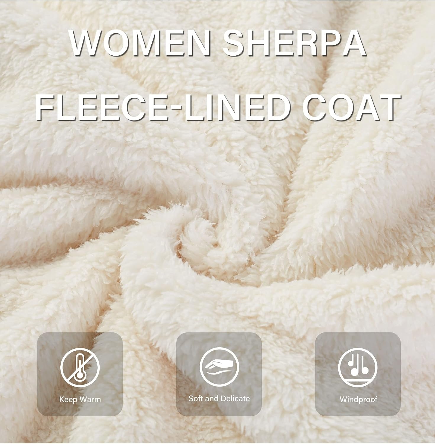 image:imageRISISSIDA Women Sherpa Faux Fur Jacket HoodedFleece Soft HoodieOffwhite