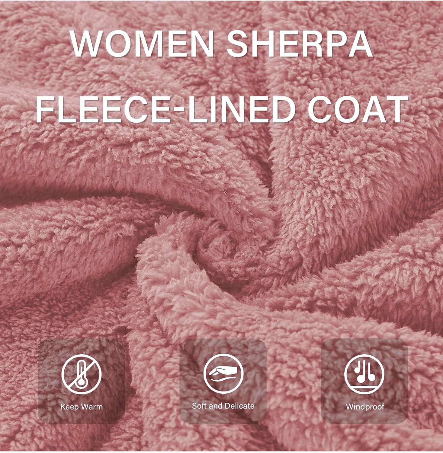 image:imageRISISSIDA Women Sherpa Faux Fur Jacket HoodedFleece Soft HoodiePink