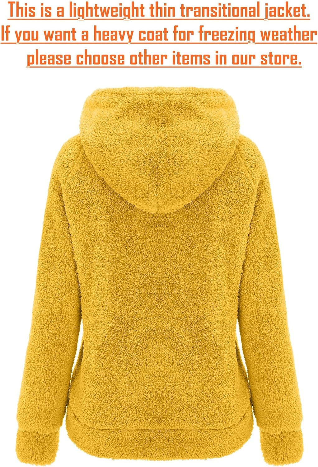 image:imageRISISSIDA Women Sherpa Faux Fur Jacket HoodedFleece Soft HoodieYellow