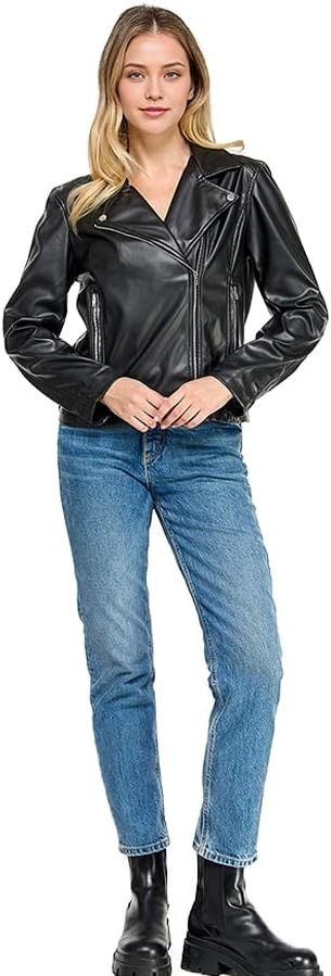 image:imageWomens Faux Leather Jacket Black