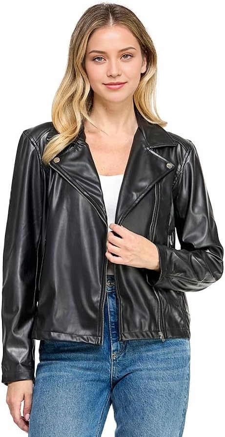 image:imageWomens Faux Leather Jacket Black